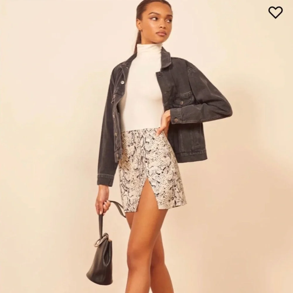 Reformation Margot In Rattlesnake Slit Skirt 0 - Picture 1 of 5